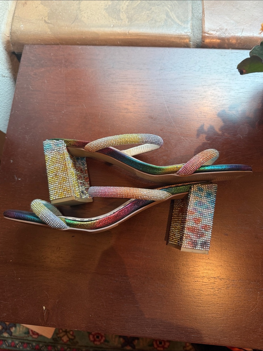 Betsey Johnson Multicolor Rainbow Gem-Embellished Heeled Sandals 8M - Picture 2 of 9